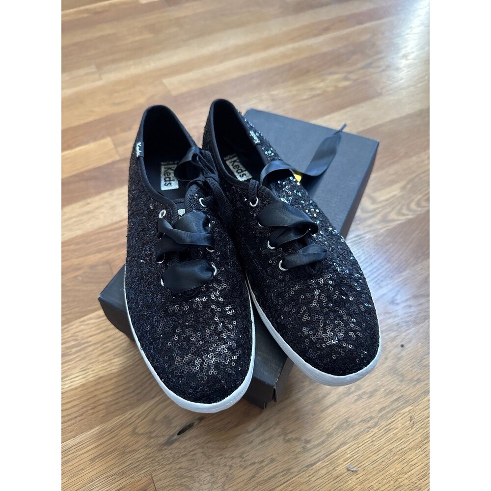 Black sequin keds size 8